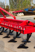 3-point hitch 6 ft tractor cultivator with 9 tines
8 ft red spring-loaded tractor tiller for soil preparation
Field-ready cultivator implement for 40-80 HP tractors