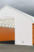 30x40 FT single truss white PVC container shelter with front and back enclosures – heavy-duty storage tent