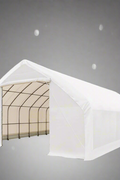 30×50×15 galvanized steel straight-wall storage building with heavy-duty white canopy