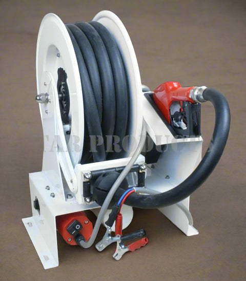 12V Diesel Fuel Transfer Pump with 33FT Auto Rewind Hose Reel – HRD3410