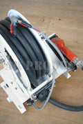 Close-up of retractable hose reel for diesel fuel transfer – 60L/min capacity