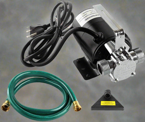 330 GPH Electric Water Transfer Pump with Hose Kit – Front View

Portable Utility Water Pump – 110V AC Powered

Complete Transfer Pump Kit with Accessories – Top View

Metal and Plastic 330 GPH Utility Pump in Action