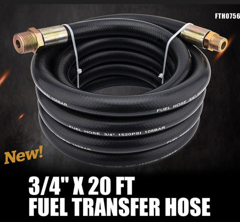 New 3/4″ x 20′ Fuel Transfer Hose – Heavy - Duty Hose for Diesel, Gasoline, Oil, Kerosene, Grease Dispensing FTH0756M - with | Sold by Uncle Wiener's Wholesale
