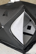 "Heavy-duty insulated pop-up ice fishing tent for 4-6 people"

"Black pop-up ice shelter with durable waterproof construction"

"Spacious insulated tent for winter camping and ice fishing"

"Pop-up setup ice fishing tent with chimney port option"

"Portable insulated ice fishing shelter with heavy-duty fabric"
