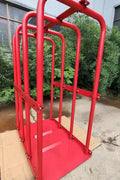 4-bar steel tire inflation safety cage for truck tires
Heavy-duty tire inflation cage red powder-coated finish
Truck and bus tire safety cage with 4-bar system
Inflation safety cage with open access door for truck tires
