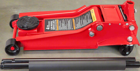 4 Ton Dual Piston Hydraulic Jack – Full Side View in Red
Low Profile Floor Jack – Close-Up of Pump and Wheels
Heavy-Duty Hydraulic Jack – Front View with Wide Frame
Dual Piston Jack – Rubber Pad and Lift Saddle Detail
Hydraulic Floor Jack – In Use with Car for Lifting Demonstration
