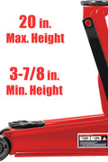 4 Ton Dual Piston Hydraulic Jack – Full Side View in Red
Low Profile Floor Jack – Close-Up of Pump and Wheels
Heavy-Duty Hydraulic Jack – Front View with Wide Frame
Dual Piston Jack – Rubber Pad and Lift Saddle Detail
Hydraulic Floor Jack – In Use with Car for Lifting Demonstration