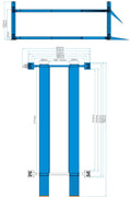Blue 4-post car lift in a workshop setting

Top-down view of the HFL4065E vehicle lift

Vehicle raised on blue 4-post lift

Hydraulic-powered truck lift hoist

Portable heavy-duty automotive lift with ramps