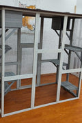 4-tier outdoor wooden catio with nesting boxes and waterproof roof
