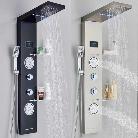New 4 - Way Stainless Steel LED Jet Rainfall Massage Shower – Luxury Bathroom Shower Head - with Stainless Jet Rainfall Massage Shower | Sold by Uncle Wiener's Wholesale