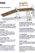 Complete aluminum dock system with wood grain vinyl decking
4x10 FT aluminum dock section by water
Aluminum dock kit with base plates and auger ends
Lakefront dock system installation with ramp connector