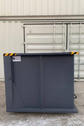 “4-yard steel scrap bin with forklift pockets”

“Heavy-duty metal debris dump box for recycling”

“Industrial black powder-coated dump container”

“Side view of steel debris bin – 4 yard capacity”