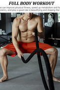 40 FT Black Heavy-Duty Battle Rope Coiled

Close-up of Textured Handle and Grip

Removable Nylon Protective Sleeve

Rope in Use – Cardio Training Session

Athlete Performing Rope Waves – Full-Body Workout

Strength Rope for CrossFit Conditioning
