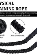 40 FT Black Heavy-Duty Battle Rope Coiled

Close-up of Textured Handle and Grip

Removable Nylon Protective Sleeve

Rope in Use – Cardio Training Session

Athlete Performing Rope Waves – Full-Body Workout

Strength Rope for CrossFit Conditioning