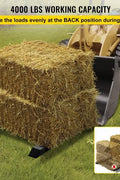43-inch clamp-on pallet forks with stabilizer bar installed on tractor
Skid steer pallet forks loading hay bales
Adjustable clamp pallet forks for farm and industrial use
Tractor bucket pallet fork attachment with 4,000 lb capacity
Clamp-on pallet forks close-up showing tension screws and bracket