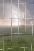 Wide shot of the 5 ft x 100 ft welded wire roll standing vertically

Close-up of 2x4 mesh pattern

Wire mesh showing galvanized finish detail

Fence installed along a garden perimeter