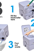 “5-gallon portable camping toilet with detachable tank”

“Gray and purple travel toilet for indoor and outdoor use”

“Compact portable toilet setup with flush handle and waste container”

“20L outdoor toilet with carry handle for RV and camping”

“Leak-proof portable toilet with sealing valve for odor control”