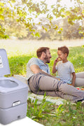 “5-gallon portable camping toilet with detachable tank”

“Gray and purple travel toilet for indoor and outdoor use”

“Compact portable toilet setup with flush handle and waste container”

“20L outdoor toilet with carry handle for RV and camping”

“Leak-proof portable toilet with sealing valve for odor control”