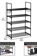 5-Tier Metal Shoe Rack – Front View

Freestanding Shoe Organizer with Hooks – In Use

Shoe Storage Rack Holding 20+ Pairs – Side Angle

Entryway Metal Shoe Rack with Hooks

Easy-to-Assemble Shoe Shelf – Unboxed View