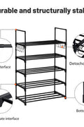 5-Tier Metal Shoe Rack – Front View

Freestanding Shoe Organizer with Hooks – In Use

Shoe Storage Rack Holding 20+ Pairs – Side Angle

Entryway Metal Shoe Rack with Hooks

Easy-to-Assemble Shoe Shelf – Unboxed View
