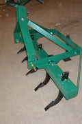 5-tine tractor ripper with green frame – 3-point hitch soil conditioner
Green 3-point hitch ripper attachment with adjustable tines
Adjustable ripping shanks on heavy-duty tractor ripper – SKU 3720254