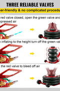 Triple Bag Pneumatic Air Jack – 5 Ton Capacity in Red and Black
5 Ton Air Jack – Top View Showing Triple Airbags and Base
Adjustable Handle Pneumatic Air Jack – Folded Position for Storage
Heavy-Duty Air Jack – Full Setup with Hose and Handle
Triple Air Bag Jack in Use – Lifting a Vehicle