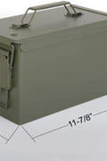 Close-up of waterproof rubber gasket seal on ammo box
Tactical storage box with heavy-duty handle and locking clasp