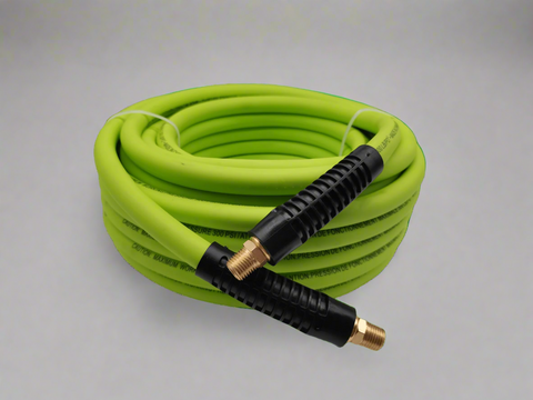 50 ft hybrid air compressor hose – 3/8 inch – green rubber PVC construction – 300 PSI