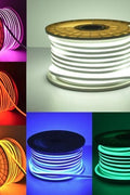 50FT RGB Neon LED Strip Light with Bluetooth Control – coiled
Waterproof RGB LED rope light – flexible and durable design
Indoor outdoor color-changing LED strip with controller