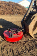 Red 50-inch excavator scrap lifting magnet with 230V connection
Heavy-duty metal separator magnet for demolition and recycling
Magnetic attachment for excavators handling ferrous scrap