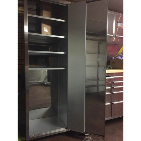 6 FT stainless steel lockable storage cabinet with shelves

Industrial garage cabinet with anti-fingerprint finish

Interior view of adjustable shelf stainless steel cabinet

Workshop steel cabinet with secure locking doors

Commercial metal storage cabinet for tools and supplies