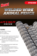 "6 FT x 100 FT Heavy-Duty Welded Wire Animal Fence FF6100"

"Durable 2 in x 4 in Mesh Wire Fence for Livestock and Property"

"Welded Wire Farm Fence Roll for Outdoor Security"