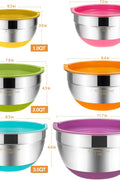 "6-Piece Stainless Steel Mixing Bowl Set with Colorful Lids"

"Non-Slip Silicone Base Stainless Mixing Bowls for Baking and Prep"

"Nesting Stainless Steel Bowls with BPA-Free Lids for Food Storage"

"Durable and Lightweight Mixing Bowls Set for Kitchen Use"

"Color Coded Lids Stainless Steel Prep Bowls Set"

