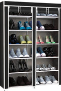 6-Shelf Freestanding Shoe Rack Organizer – Full View

Entryway Shoe Storage Unit with Black Steel Frame

Assembled Closet Organizer with Footwear

Shoe Rack in Use in Bedroom Closet

Freestanding Gray & Black 6-Shelf Shoe Organizer
