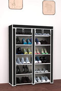 6-Shelf Freestanding Shoe Rack Organizer – Full View

Entryway Shoe Storage Unit with Black Steel Frame

Assembled Closet Organizer with Footwear

Shoe Rack in Use in Bedroom Closet

Freestanding Gray & Black 6-Shelf Shoe Organizer