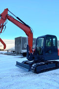 6 Ton Red Mini Excavator at Work in Snow – Side View

Compact Tracked Excavator – Hydraulic Boom in Operation

Mini Excavator Digging in Construction Zone – Model 1027621

Tracked Compact Excavator on Job Site – Red Machine Front View