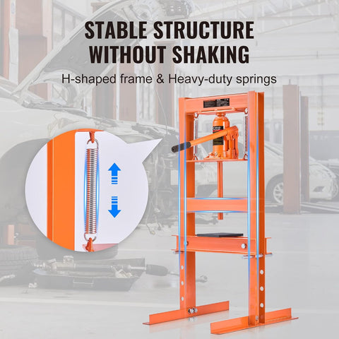 6-Ton H-Frame Hydraulic Shop Floor Press – Heavy-Duty Steel Frame with Safety Relief Valve for Garage and Workshop