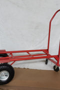 600 LB 2-in-1 convertible hand truck with platform dolly and steel frame – red
