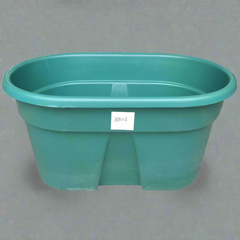 Large plastic livestock water trough 60L

150L green oval animal feed tub with handles

Farm animal drinking from 380L plastic waterer