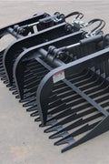 72" root grapple bucket attachment front view
Heavy-duty grapple bucket with dual hydraulic cylinders
Side view of SS grapple bucket in black finish
Top-angle view of 84" grapple for skid steer