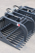 72" root grapple bucket attachment front view
Heavy-duty grapple bucket with dual hydraulic cylinders
Side view of SS grapple bucket in black finish
Top-angle view of 84" grapple for skid steer