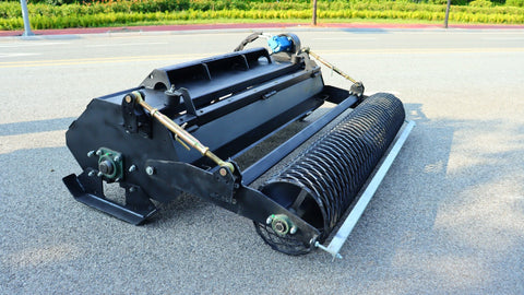72-Inch Skid Steer Hydraulic Rotary Tiller Attachment – Heavy-Duty Soil Conditioner – Model 003-04-72-002A – Black