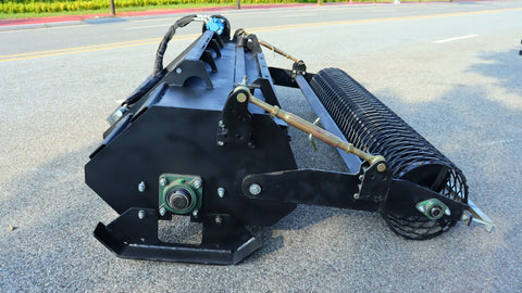 72-Inch Skid Steer Hydraulic Rotary Tiller Attachment – Heavy-Duty Soil Conditioner – Model 003-04-72-002A – Black