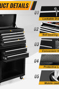Black 8-drawer rolling tool chest with lock and wheels
Heavy-duty metal tool cabinet with detachable top chest
Garage storage cabinet with secure locking and spacious drawers