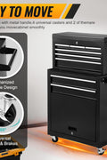 Black 8-drawer rolling tool chest with lock and wheels
Heavy-duty metal tool cabinet with detachable top chest
Garage storage cabinet with secure locking and spacious drawers