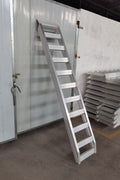 8 FT heavy-duty aluminum truck loading ramp folded
Foldable aluminum ramp for loading trucks and trailers
Side view of high-capacity 11000 lb aluminum loading ramp
Heavy-duty truck ramp in use for machinery loading