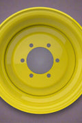 “8x15 JD Yellow AG Rim with 6 bolt holes”

“Heavy-duty tractor implement rim in Off-White”

“Tractor wheel rim compatible with 11L-15 and 9.5L-15 tires”

“Side angle view of farm equipment 8-bolt rim”

“Steel agricultural rim in John Deere yellow”