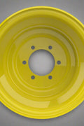 “8x15 JD Yellow AG Rim with 6 bolt holes”

“Heavy-duty tractor implement rim in Off-White”

“Tractor wheel rim compatible with 11L-15 and 9.5L-15 tires”

“Side angle view of farm equipment 8-bolt rim”

“Steel agricultural rim in John Deere yellow”