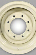 “8x15 JD Yellow AG Rim with 6 bolt holes”

“Heavy-duty tractor implement rim in Off-White”

“Tractor wheel rim compatible with 11L-15 and 9.5L-15 tires”

“Side angle view of farm equipment 8-bolt rim”

“Steel agricultural rim in John Deere yellow”