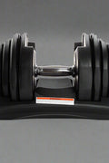 Adjustable dumbbell with chrome handle and weight dial system
90 lb dumbbell set for home strength training workouts
Compact adjustable dumbbell with 15 weight settings
Black plastic-coated adjustable dumbbell with anti-slip grip